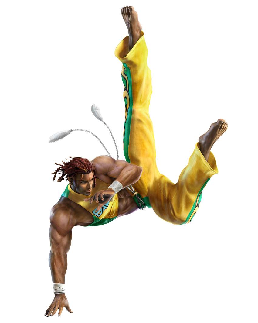 1boy absurdres barefoot dark_skin eddy_gordo highres namco simple_background tekken white_background