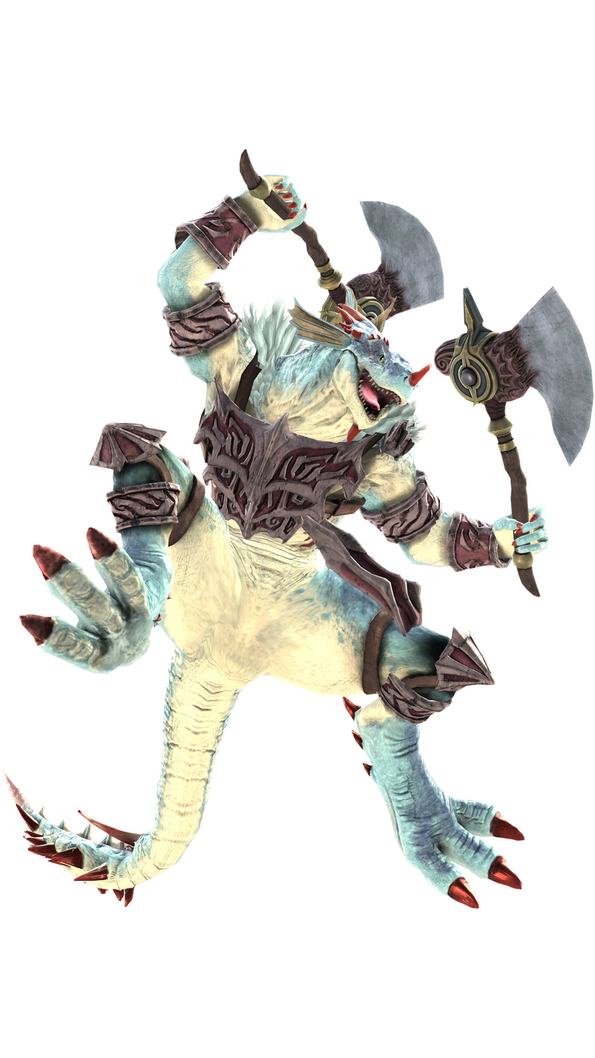 absurdres aeon_calcos axe bandai_namco dual_wielding highres lizardman monster namco_bandai no_humans official_art soul_calibur soul_calibur_v soulcalibur_v weapon