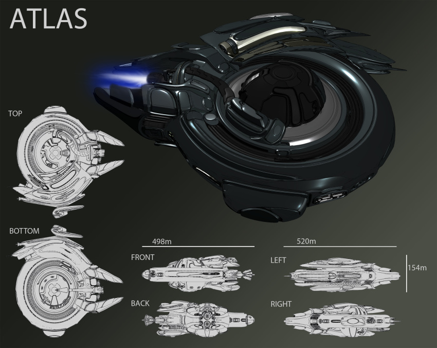 3d abyssal-specter battlecruiser_(eve_online) commentary concept_art eve_online gallente_federation_(eve_online) highres military_vehicle multiple_views no_humans original reference_sheet science_fiction spacecraft thrusters vehicle_focus