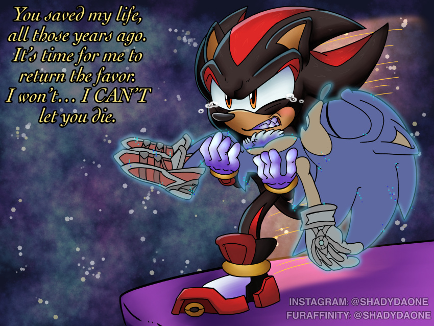 anthro bodily_fluids crying duo eulipotyphlan hedgehog hi_res male male/male mammal netflix sega shadow_the_hedgehog shadydaone sonic_prime sonic_the_hedgehog sonic_the_hedgehog_(series) tears