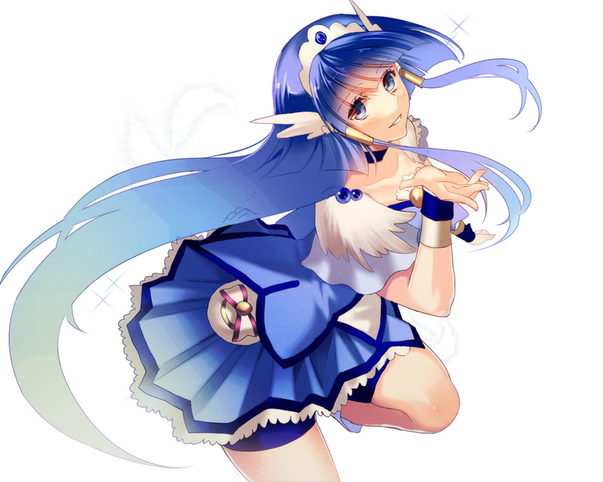 aoki_reika bike_shorts blue blue_eyes blue_hair blue_skirt choker cure_beauty hair_tubes head_wings ktsis long_hair magical_girl precure shorts shorts_under_skirt sidelocks skirt smile smile_pact smile_precure! solo tiara white_background wrist_cuffs