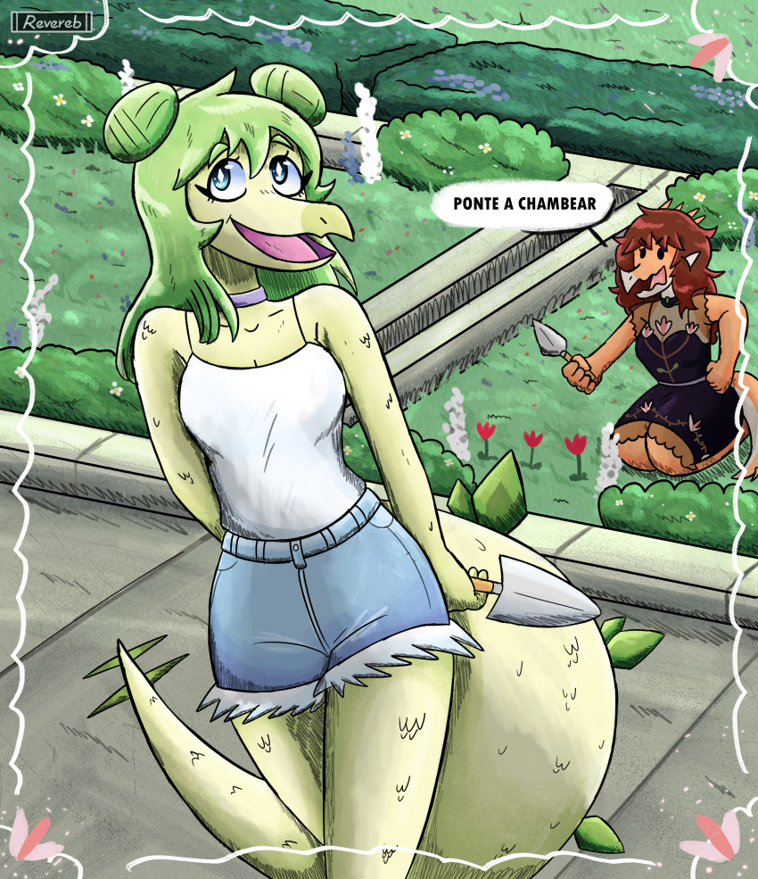 absurd_res animal_humanoid ankylo anthro dinosaur duo female goodbye_volcano_high hi_res humanoid ornithischian reptile rosa_(gvh) rsbr scalie scalie_humanoid snoot_game stegosaurian stegosaurus stella_(gvh_beta) thyreophoran