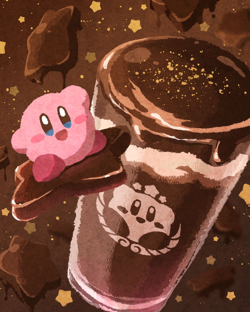 :d chocolate coffee cup drink drinking_glass frappuccino highres kirby kirby_(series) miclot no_humans open_mouth smile star_(symbol)