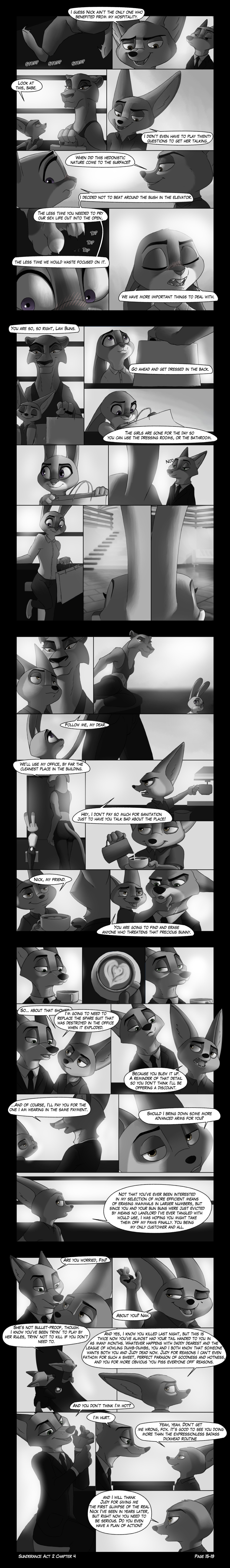 2024 absurd_res anthro bag beverage biped blush blush_lines brown_eyes buckteeth canid canine cheek_tuft chin_tuft clothed clothing coffee coffee_cup comic container crop_top cup dialogue disney english_text facial_tuft female fennec fingerpads finnick_(zootopia) fox foxxj green_eyes group head_tuft hi_res holding_bag holding_object judy_hopps lagomorph leporid long_image male mammal midriff motion_blur necktie nick_wilde notched_ear pawpads purple_eyes rabbit shirt shopping_bag simple_background sound_effects speech_bubble spot_color suit t-shirt tall_image tank_top teeth text the_lion_king topwear tuft white_background zira_(the_lion_king) zootopia