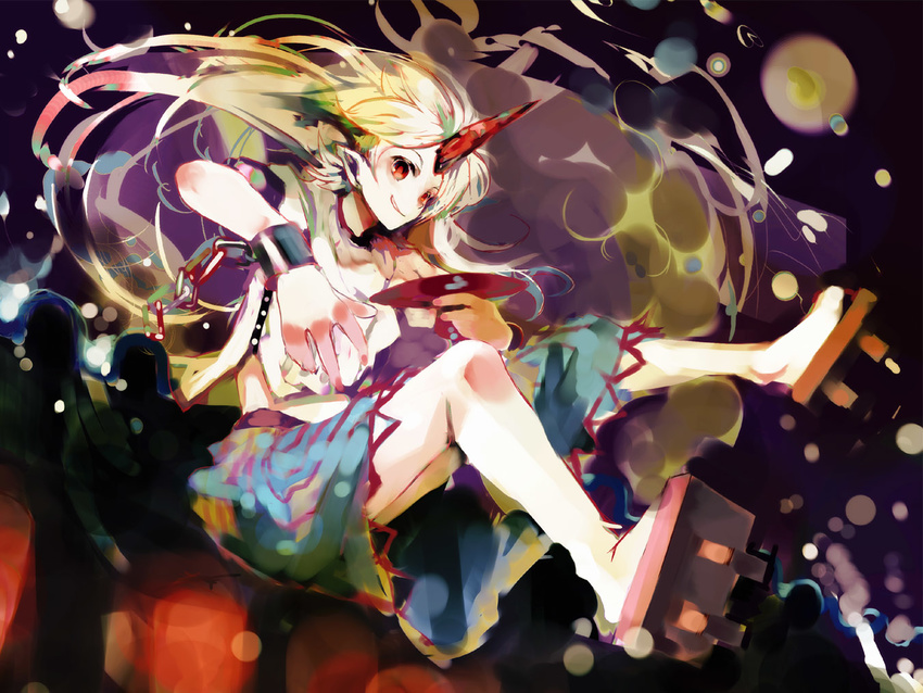 bad_id bad_pixiv_id blonde_hair horn hoshiguma_yuugi long_hair nokishita pointy_ears solo touhou