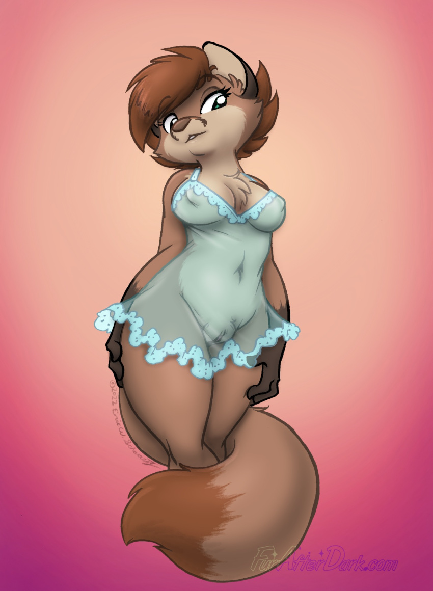2022 anthro breasts brown_body brown_fur brown_hair canid canine chemise chest_tuft clitoral_hood clothing crotch_tuft digital_drawing_(artwork) digital_media_(artwork) dipstick_tail eric_schwartz facial_markings female fox frilly frilly_clothing front_view fur furafterdark genitals gloves_(marking) gradient_background hair hands_on_legs hands_on_own_legs hands_on_own_thighs hands_on_thighs head_markings helen_dish hi_res holidays inner_ear_fluff looking_down low-angle_view mammal markings mature_female mother's_day multicolored_body naturally_censored navel nipple_tuft pinup portrait pose pussy short_hair signature simple_background solo standing tail tail_around_leg tail_markings tan_body tan_fur text thick_thighs three-quarter_portrait translucent translucent_clothing tuft two_tone_body url