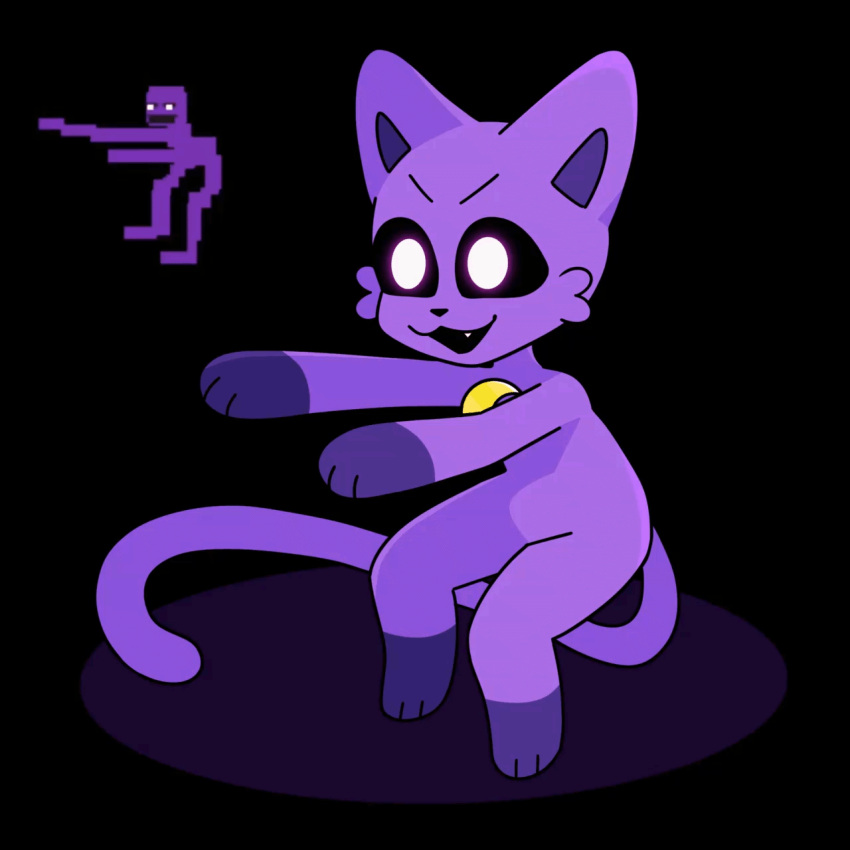 animated black_background catnap_(poppy_playtime) chibi domestic_cat felid feline felis five_nights_at_freddy's hi_res jewelry krinjuicy male mammal meme moon necklace poppy_playtime purple_body purple_guy_(fnaf) scottgames simple_background smiling_critters solo