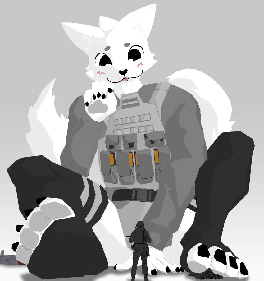 2024 absurd_res activision anthro blush boy_kisser_(meme) call_of_duty claws clothing digital_media_(artwork) domestic_cat feet felid feline felis fur group gun hair hi_res holding_gun holding_object holding_ranged_weapon holding_weapon legwear macro male male/male mammal meme mikesmike pawpads paws plate_carrier ranged_weapon shaded silly_cat_(mauzymice) simple_background size_difference smile stockings tail thigh_highs toes tongue trio under_paws weapon white_body white_fur
