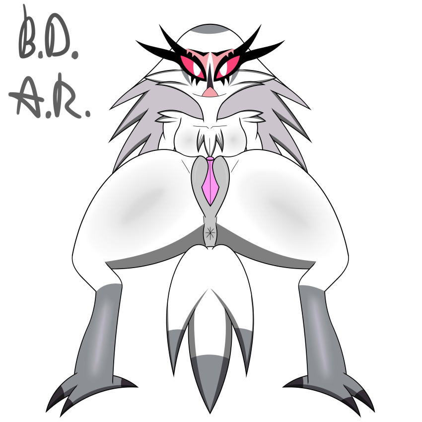 absurd_res animal_humanoid anthro anus avian avian_demon avian_humanoid b.d.a.r. bird bird_humanoid feathers female genitals helluva_boss hi_res humanoid looking_at_viewer owl owl_demon owl_humanoid presenting pussy solo stella_(helluva_boss) tail