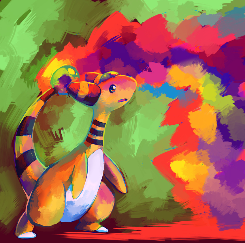 ampharos bad_deviantart_id bad_id beam creature full_body gen_2_pokemon glitchedpuppet green_background highres no_humans pokemon pokemon_(creature) standing yellow_skin