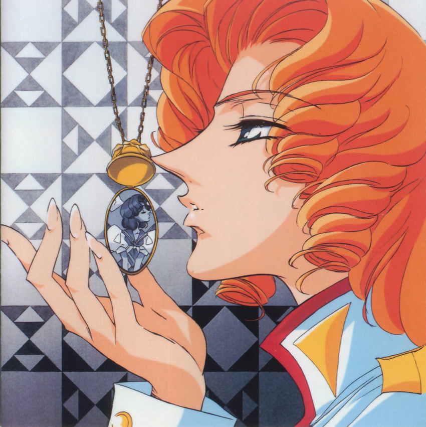 90s arisugawa_juri artist_request curly_hair highres jewelry official_art orange_hair pendant scan school_uniform shoujo_kakumei_utena takatsuki_shiori