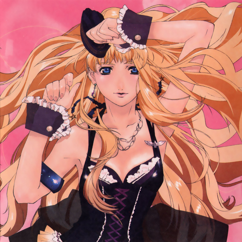 artist_request blonde_hair blue_eyes highres jewelry long_hair macross macross_frontier necklace sheryl_nome solo