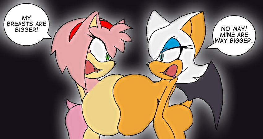 angry anthro argument bat big_breasts breasts butt couple dialog dialogue duo eye_contact female green_eyes hedgehog huge_breasts invalid_tag mammal nude rodent rouge_the_bat sega side_boob sonic_(series) text wings