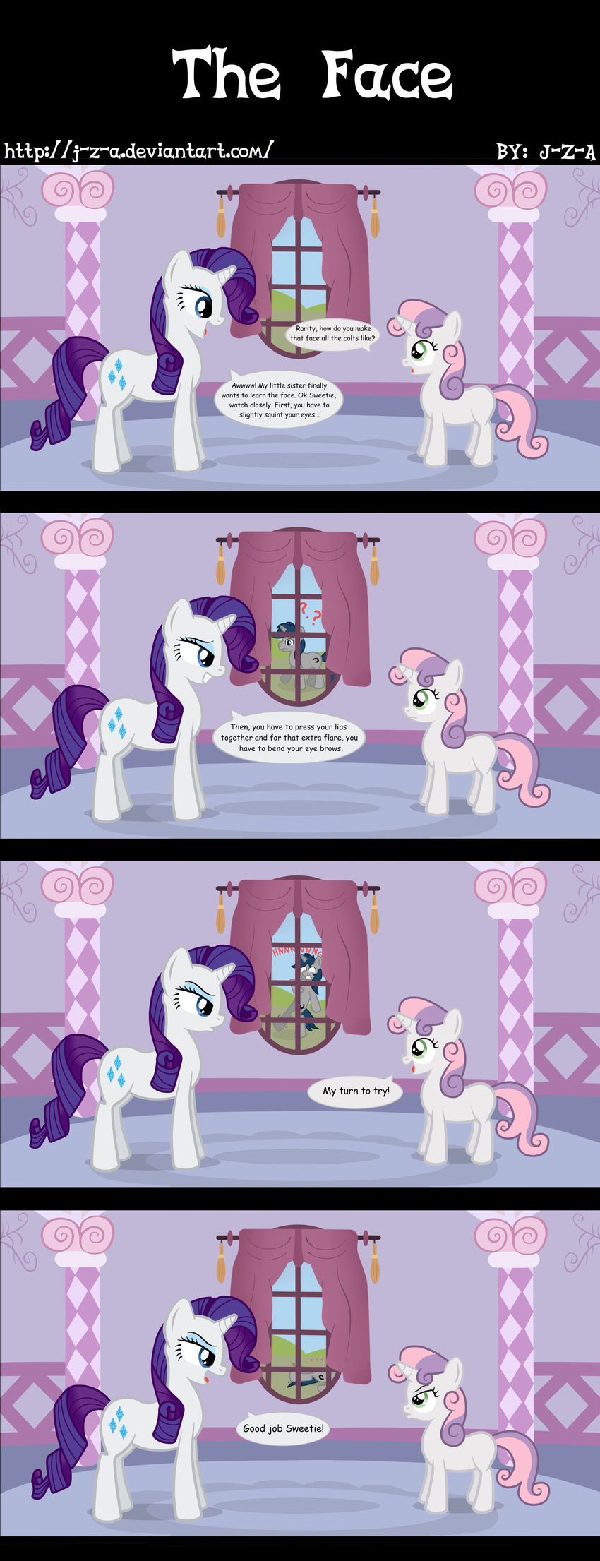 cub cutie_mark dialog dialogue equine female feral friendship_is_magic heart_attack horn horse j-z-a male mammal my_little_pony pony rarity_(mlp) sibling sister sisters sweetie_belle_(mlp) text unicorn window young