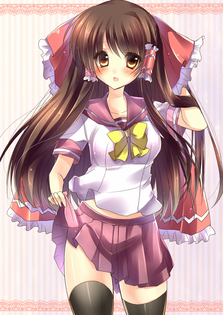 hakurei_reimu ibukitouka seifuku thighhighs touhou