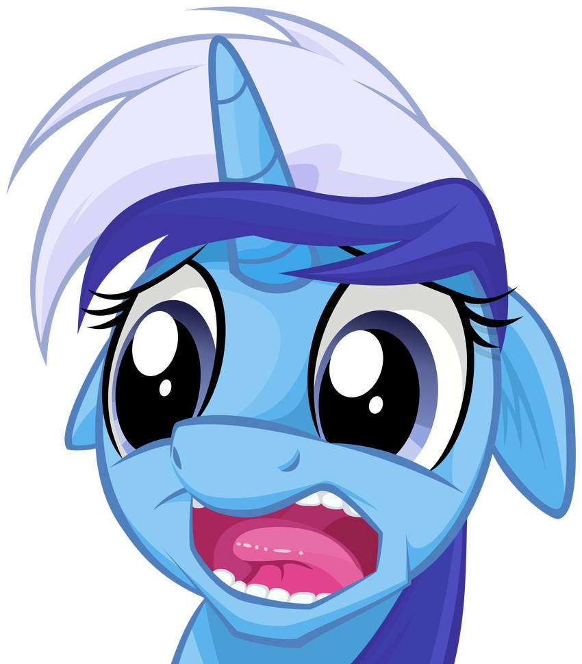 absurd_res alpha_channel blue_eyes blue_fur blue_hair colgate_(mlp) equine female feral friendship friendship_is_magic fur hair hi_res horn mammal my_little_pony plain_background reaction_image scared simple_background solo teeth tongue transparent_background unicorn