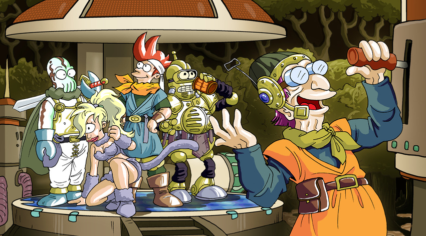 ayla character_request chrono chrono_(series) chrono_trigger crono frog futurama kaeru_(chrono_trigger) lucca_ashtear parody robo