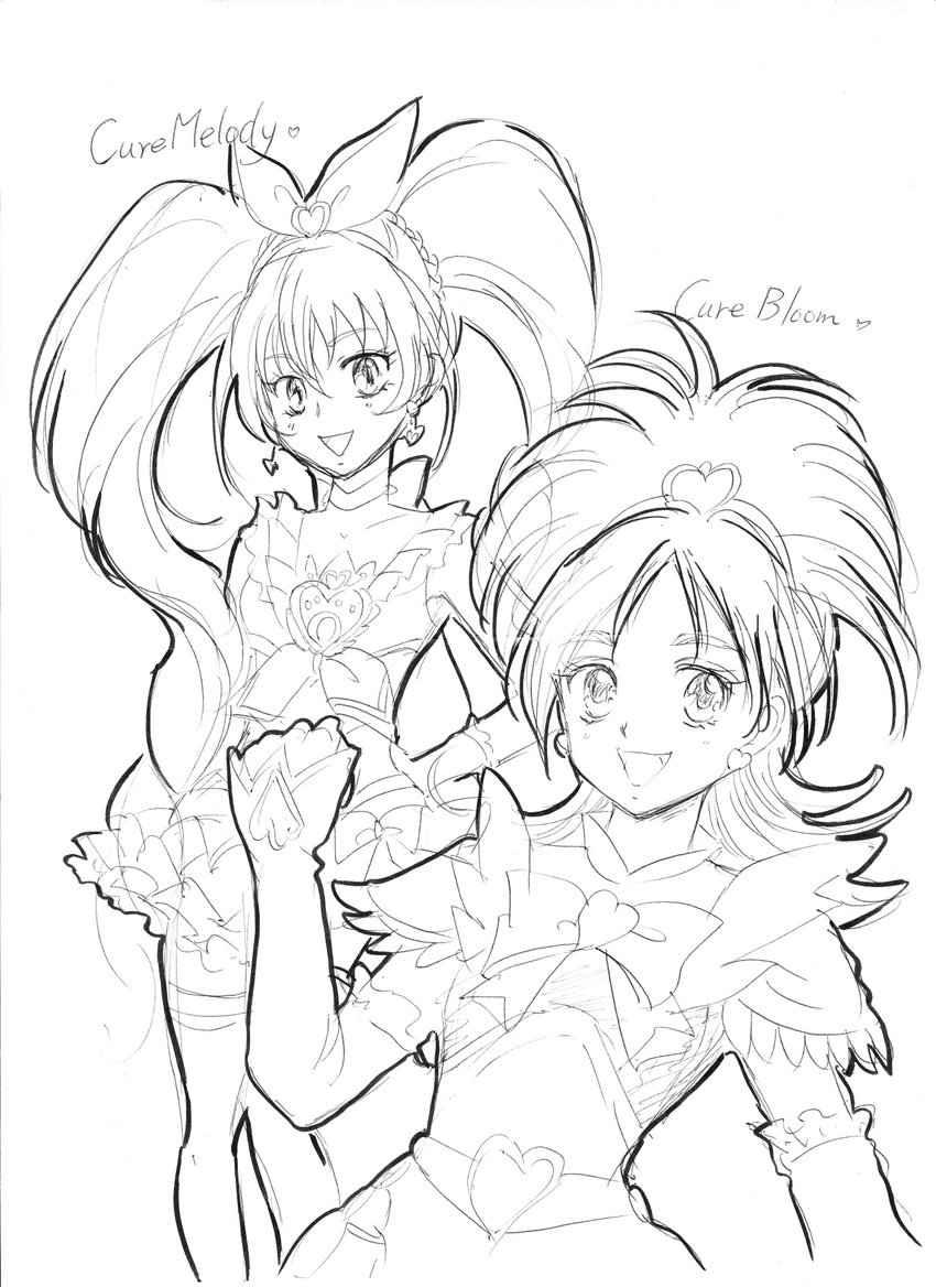 character_request cure_bloom cure_melody futari_wa_precure_splash_star highres houjou_hibiki hyuuga_saki jewelry multiple_girls precure pretty_cure suite_precure suite_pretty_cure