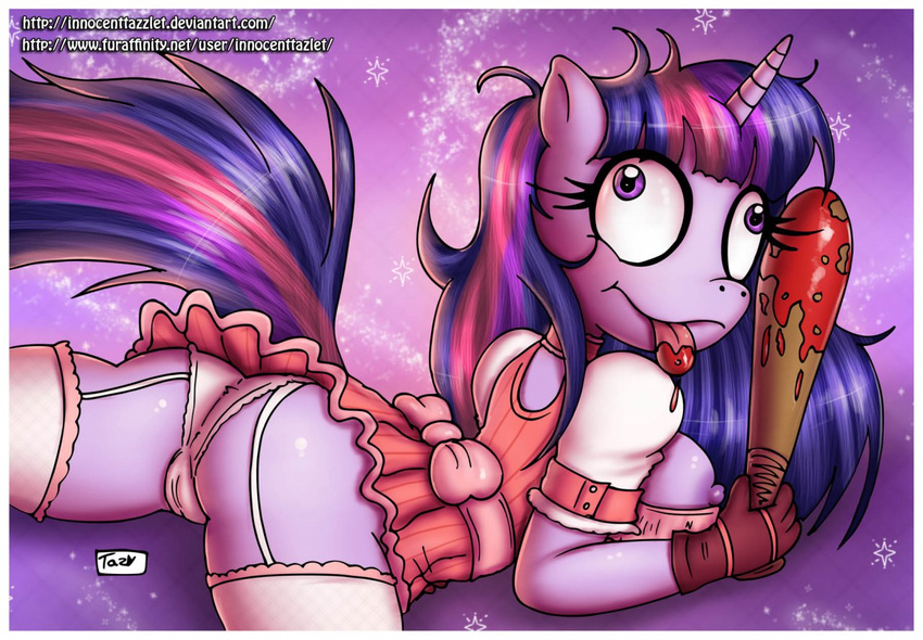 anthrofied big_breasts blood breasts butt camel_toe clothed clothing club equine female friendship_is_magic gloves hair horn innocenttazlet insane invalid_tag legwear looking_back mammal mane my_little_pony nipples panties pose side_boob skimpy solo stockings tongue tongue_out twilight_sparkle_(mlp) underwear unicorn upskirt weapon