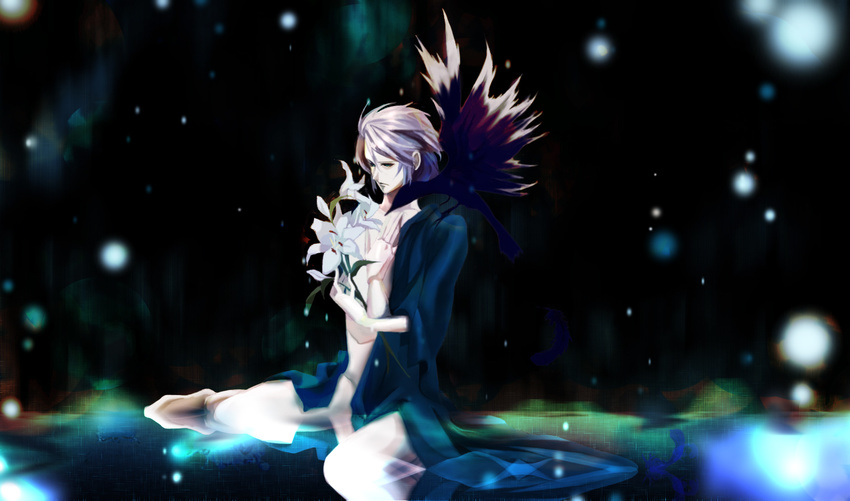 1boy bird blue_eyes flower purple_hair saleh short_hair snow tales_of_(series) tales_of_rebirth