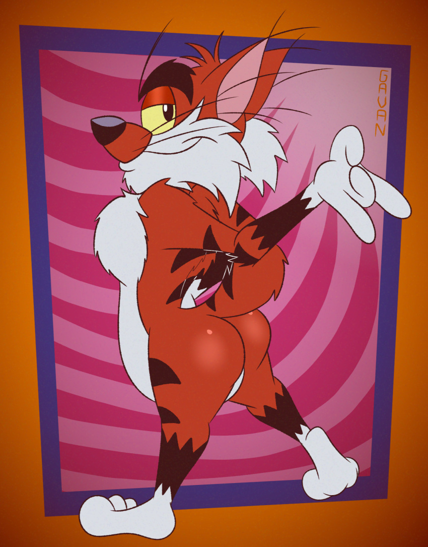 2026 3_toes 4_fingers abstract_background adventures_from_the_book_of_virtues alternate_version_at_paywall anthro arched_back arm_tuft back_tuft bedroom_eyes belly big_butt biped black_eyebrows black_nose black_stripes bobcat bubble_butt butt butt_focus casual_nudity cheek_tuft chest_tuft chin_tuft colored curling_tail curvy_figure digital_drawing_(artwork) digital_media_(artwork) eyebrows facial_tuft feet felid feline fingers flat_colors fluffy fluffy_chest fur gavanzude gesture glance glancing_back glistening glistening_butt gloves_(marking) grin grinning_at_viewer half-closed_eyes hand_gesture head_tuft hi_res humanoid_feet humanoid_hands humanoid_heel leg_markings lines_drawn looking_at_viewer looking_back looking_back_at_viewer lynx male mammal markings narrowed_eyes nude orange_body orange_fur pbs pinup plantigrade pointing pointing_at_viewer pointing_back pose presenting presenting_hindquarters raised_heel raised_tail rear_view ringed_background scut_tail seductive short_tail shoulder_tuft signature slightly_chubby slightly_chubby_anthro slightly_chubby_male small_tail small_waist smile smiling_at_viewer smirk smirking_at_viewer smug smug_expression smug_face smug_grin socks_(marking) socrates_the_bobcat soles solo spine spiral_background standing standing_on_toes striped_body striped_fur striped_markings striped_tail stripes tail tail_markings tasteful_nudity teasing teasing_look teasing_viewer teasing_with_butt teasing_with_tail thick_eyebrows tiptoes toes tuft whiskers white_belly white_body white_feet white_fur white_hands wide_hips yellow_sclera