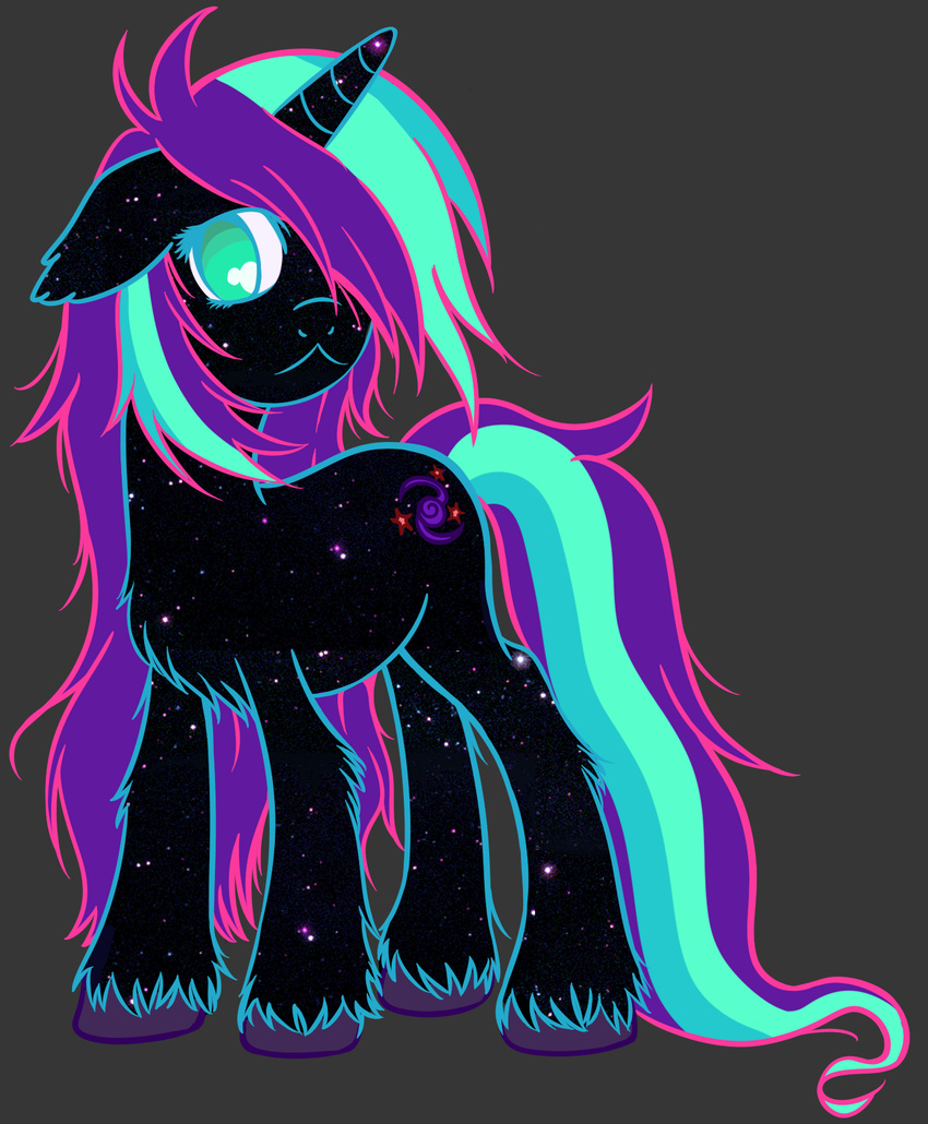 black_background black_body cutiemark equine friendship_is_magic green_eyes hair horn hornequine multi-colored_hair my_little_pony night_sky_body plain_background purple_hooves sleepymomo stars unicorn