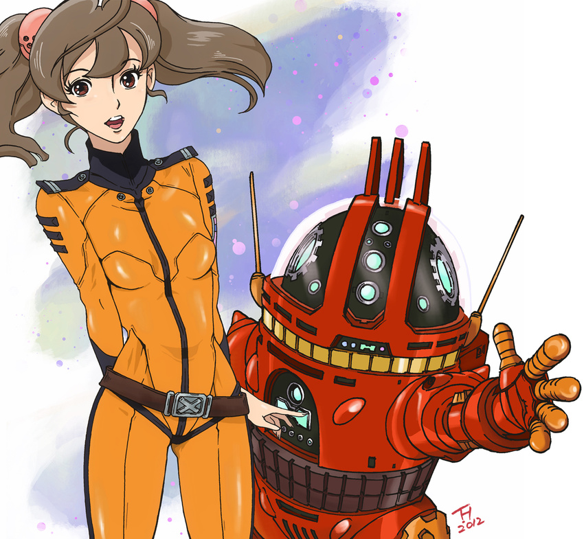 analyzer bodysuit highres kujira_gunsou md5_mismatch misaki_yuria orange_bodysuit robot twintails uchuu_senkan_yamato uchuu_senkan_yamato_2199