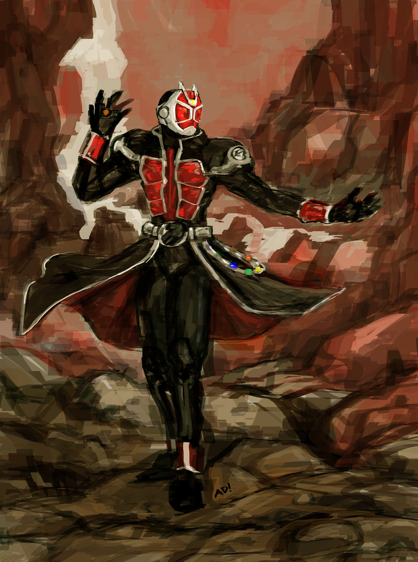 absurdres adi_(adivider) belt highres jewelry kamen_rider kamen_rider_wizard kamen_rider_wizard_(series) male_focus mask ring solo tailcoat
