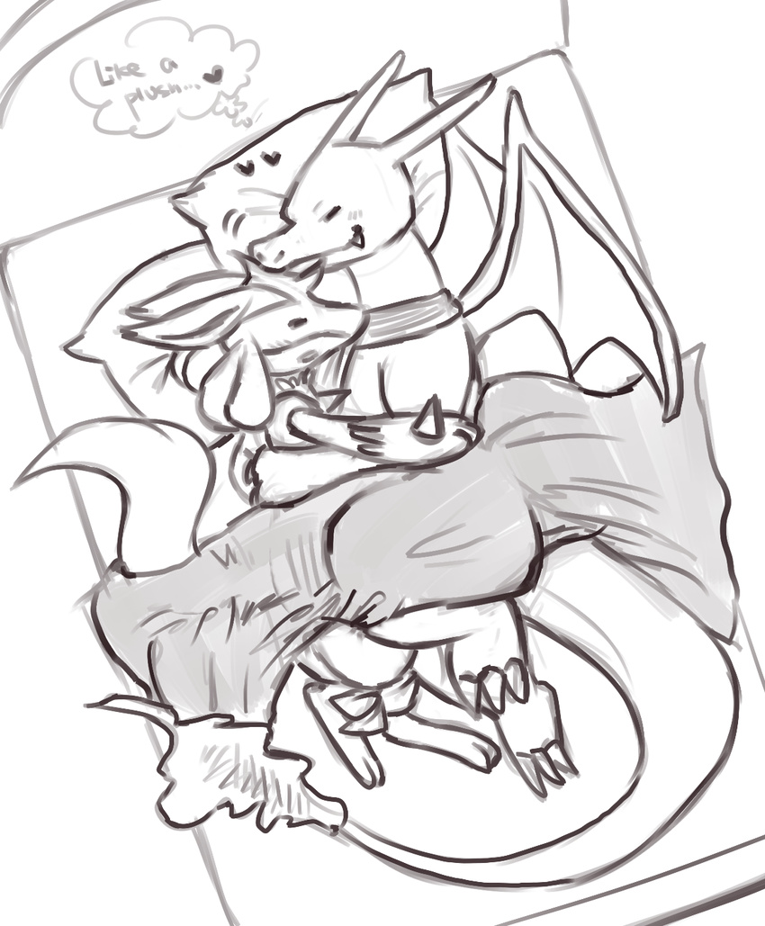 &lt;3 ambiguous_gender bed charizard english_text fire haychel hug lucario nintendo pillow pok&#233;mon pok&eacute;mon scarf sketch sleeping text video_games