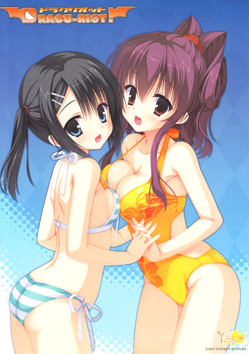 ass bikini cleavage dracu-riot! inamura_rio mera_azusa muririn swimsuits symmetrical_docking yuzu-soft