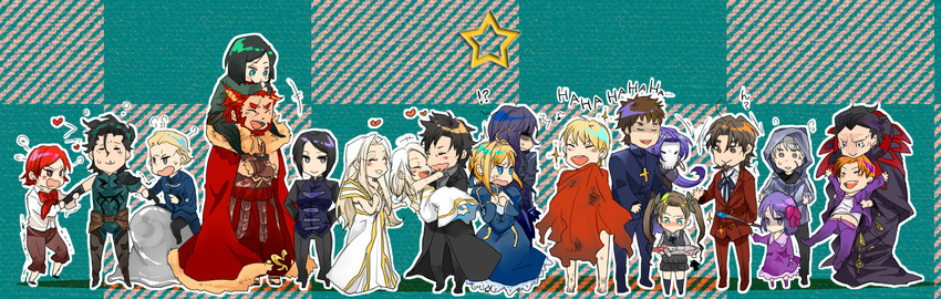 6+girls artoria_pendragon_(all) assassin_(fate/zero) azoth_knife berserker_(fate/zero) caster_(fate/zero) chibi cloth dress emiya_kiritsugu everyone family fate/zero fate_(series) father_and_daughter female_assassin_(fate/zero) gilgamesh heart highres illyasviel_von_einzbern irisviel_von_einzbern kayneth_el-melloi_archibald kotomine_kirei lancer_(fate/zero) matou_kariya matou_sakura matsutake mercury mother_and_daughter multiple_boys multiple_girls rider_(fate/zero) saber siblings sisters sola-ui_nuada-re_sophia-ri staff toosaka_rin toosaka_tokiomi uryuu_ryuunosuke volumen_hydragyrum waver_velvet