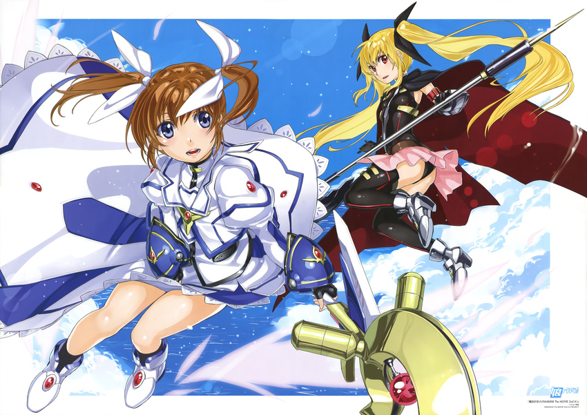 absurdres fate_testarossa highres kurogin lyrical_nanoha mahou_shoujo_lyrical_nanoha mahou_shoujo_lyrical_nanoha_a's mahou_shoujo_lyrical_nanoha_the_movie_2nd_a's takamachi_nanoha thighhighs