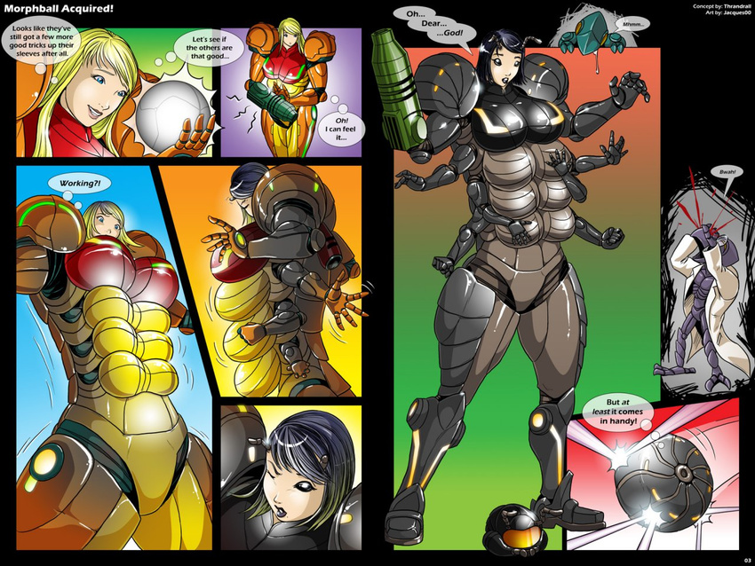 breasts centipede chozo comic female hair human jacques00 jacques_00 mammal metroid morphball_acquired multi_breast power_armor samus_aran samus_aren