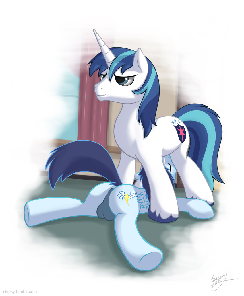 absurd_res anus balls butt cum cum_in_mouth cum_inside cutie_mark duo equine fellatio feral friendship_is_magic gay hi_res horn male mammal my_little_pony nude oral oral_sex pegasus sex shaded shining_armor_(mlp) signature skipsy soarin_(mlp) unicorn wings wonderbolts_(mlp)