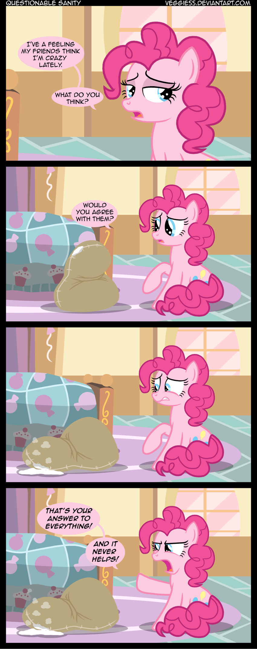 balloon bed blue_eyes comic cutie_mark dialog dialogue english_text equine female feral flour friendship_is_magic horse madame_le_floure_(mlp) mammal my_little_pony pinkie_pie_(mlp) pony sack text veggie55