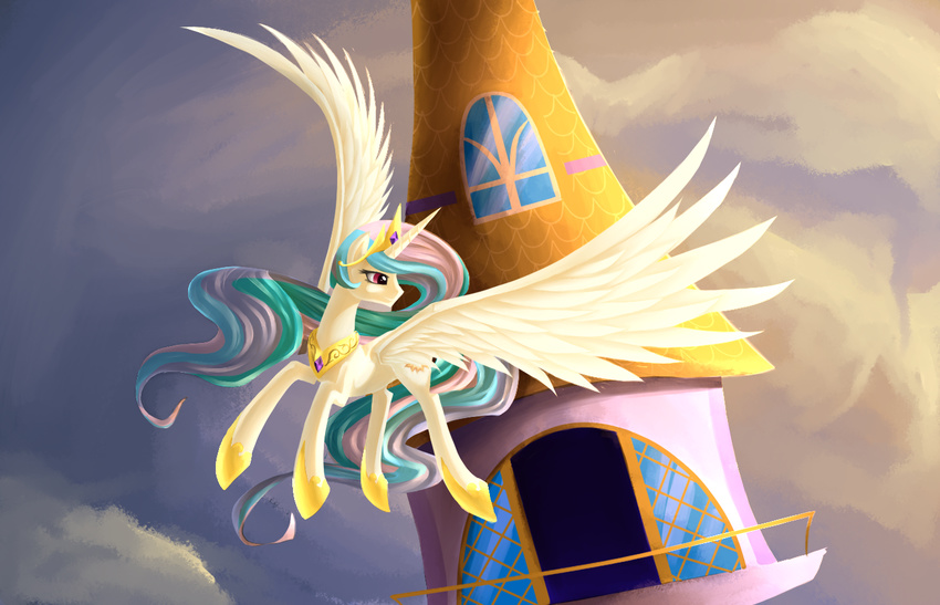 best_pony cutie_mark equine female feral friendship_is_magic horn horse mammal my_little_pony pony princess princess_celestia_(mlp) royalty solo winged_unicorn wings