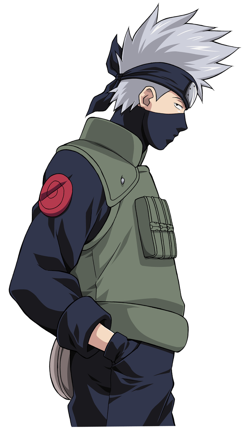 absurdres artist_request forehead_protector hatake_kakashi highres male_focus mask naruto naruto_(series) official_art silver_hair solo