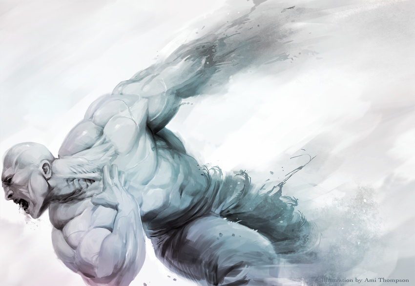 alien ami_thompson bad_id bad_pixiv_id bald blood death engineer_(prometheus) male_focus melting monster muscle prometheus_(movie) realistic science_fiction solo spoilers transformation white_skin