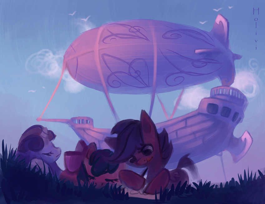 absurd_res aircraft airship apple_bloom_(mlp) applebloom_(mlp) blue_eyes blue_hair bow cloud clouds cub cutie_mark_crusaders_(mlp) detailed_background drawing equine eyes_closed female feral friendship_is_magic grass group hair hi_res holivi horn horse mammal my_little_pony paper pegasus pencil pony relaxing scootaloo_(mlp) ship sleeping sweetie_belle_(mlp) tongue tongue_out unicorn wings young