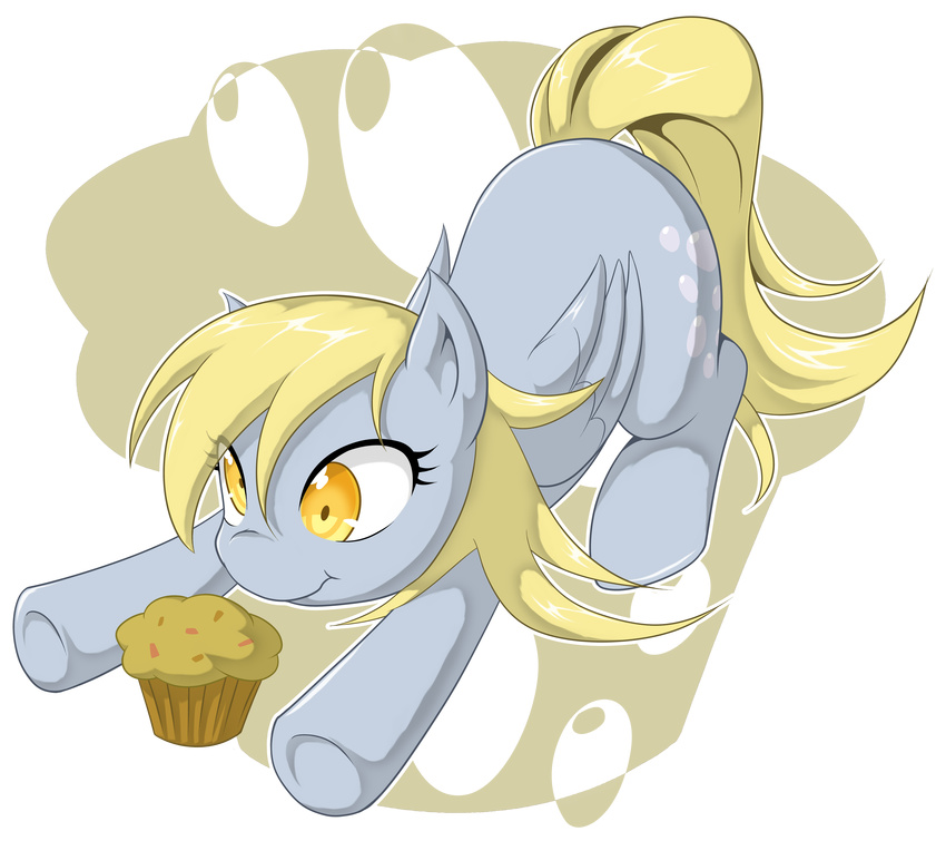 absurd_res alpha_channel amber_eyes blonde_hair cutie_mark derpy_hooves_(mlp) equine female feral food friendship_is_magic fur grey_fur hair hi_res horse mammal muffin my_little_pony pegasus plain_background pony simple_background solo transparent_background wings zaiyaki