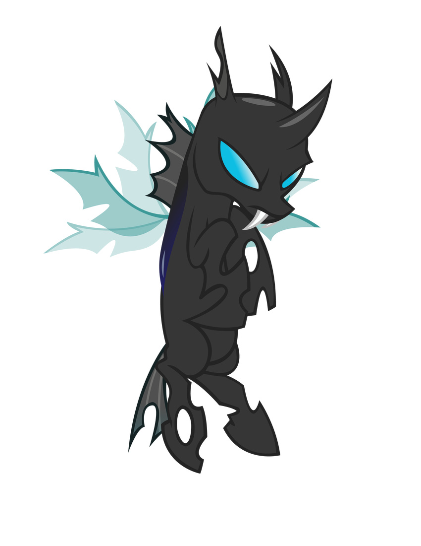 alpha_channel ambiguous_gender blue_eyes changeling dipi11 fangs feral friendship_is_magic hi_res holes horn my_little_pony plain_background solo transparent_background vector wings