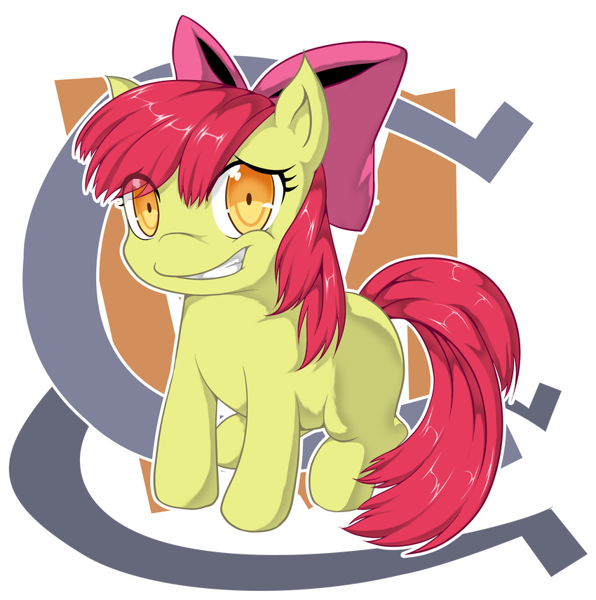 absurd_res alpha_channel amber_eyes apple_bloom_(mlp) applebloom_(mlp) bow cub equine female feral friendship_is_magic fur hair hi_res horse looking_at_viewer mammal my_little_pony nervous plain_background pony red_hair simple_background solo transparent_background yellow_fur young zaiyaki