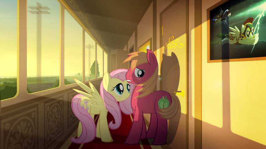 armor big_macintosh_(mlp) cutie_mark detailed_background door equine female feral fluttershy_(mlp) friendship_is_magic fur gign-3208 green_eyes hair helmet horse lightning male mammal my_little_pony orange_hair pegasus photo pink_hair pony red_fur scenery telephone_pole train tree wallpaper window wings wood yellow_fur