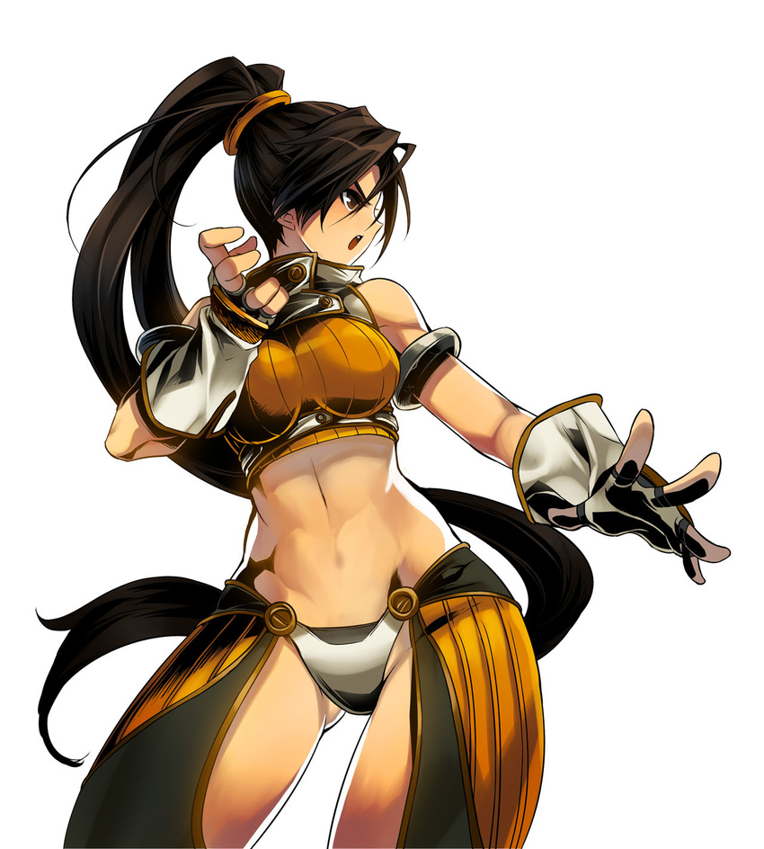 breasts brown_hair dungeon_and_fighter dungeon_fighter_live female fighter fighter_(dungeon_and_fighter) highres long_hair midriff official_art ponytail ress solo very_long_hair