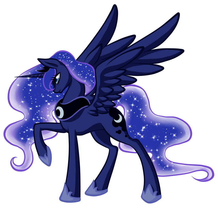 absurd_res alpha_channel blue_hair crown cutie_mark equine female feral friendship_is_magic hair hazuchan hi_res horn horse mammal my_little_pony pony princess_luna_(mlp) royalty solo winged_unicorn wings