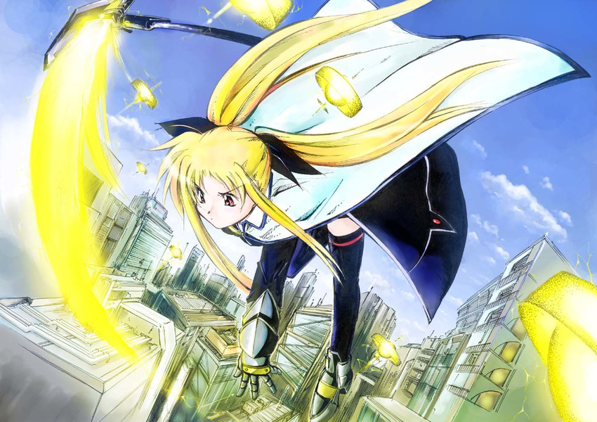 bardiche blonde_hair fate_testarossa jason_(kaiten_kussaku_kikou) long_hair lyrical_nanoha mahou_shoujo_lyrical_nanoha solo thighhighs