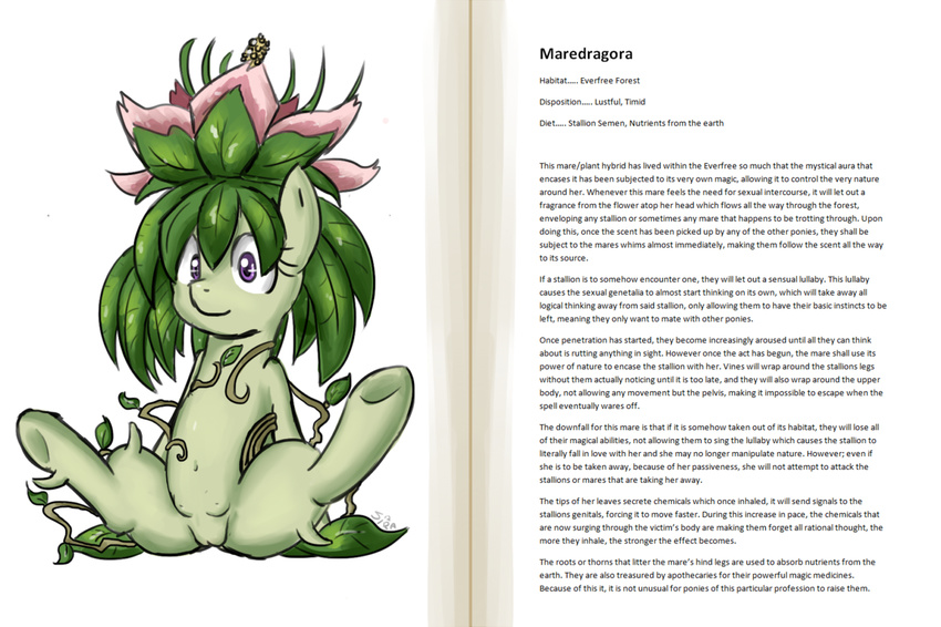 equine female flower friendship_is_magic guide horse leaf mammal maredragora my_little_pony plant pony pussy sirachanotsauce teats text thorn