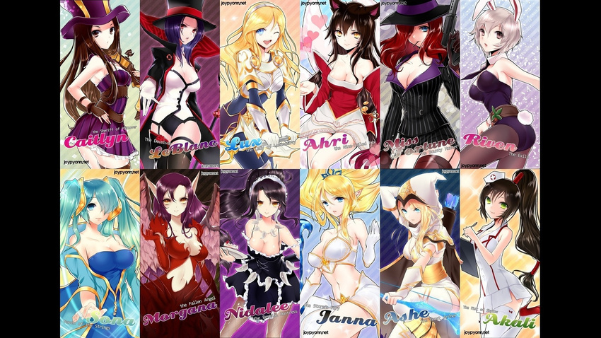 ahri_(league_of_legends) akali_(league_of_legends) ashe caitlyn janna le_blanc league_of_legends lux miss_fortune morgana nidalee riven sona