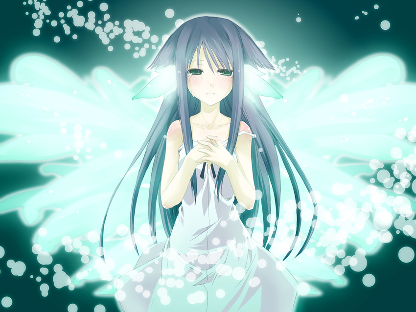 bangs highres saya saya_no_uta solo tears wallpaper yuuki_eishi