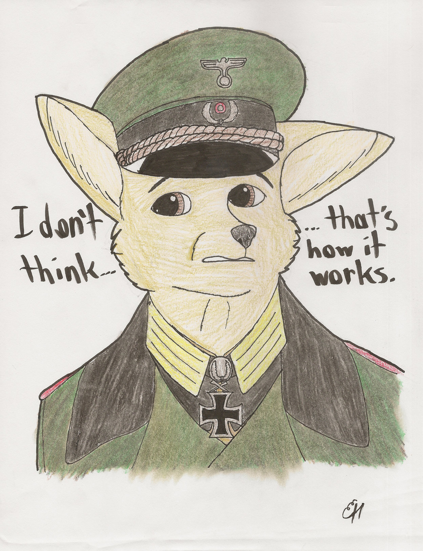 army canine confused desert desert_fox erwin erwin_rommel fennec fox general germany hat hi_res male mammal medals rommel solo traditional_media wehrmacht wwii